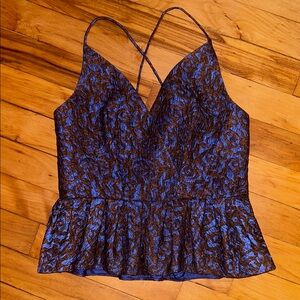 Exquise Blue & Orange Sleeveless Top